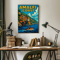 Amalfi Coast Poster Wall Art Scenic Italian Seaside Print