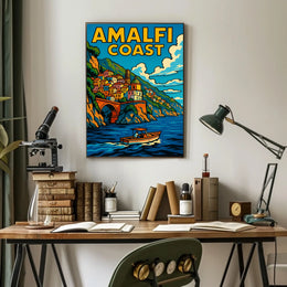 Amalfi Coast Poster Wall Art Scenic Italian Seaside Print