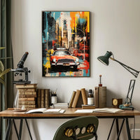 Stylized New York Cityscape Mid-20th Century Travel Poster