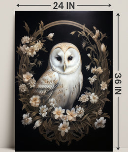 Enchanted Owl In Floral Wreath Poster PosterGoat