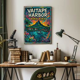 Vaitape Harbor Bora Bora Tropical Landscape Poster