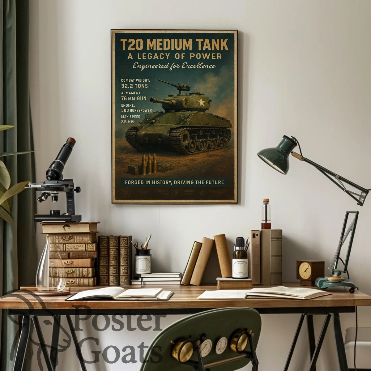 T20 Medium Tank Vintage Military Recruitment Poster
