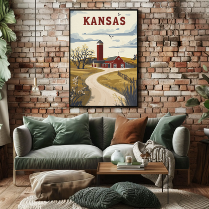 Kansas Prairie House Vintage Poster