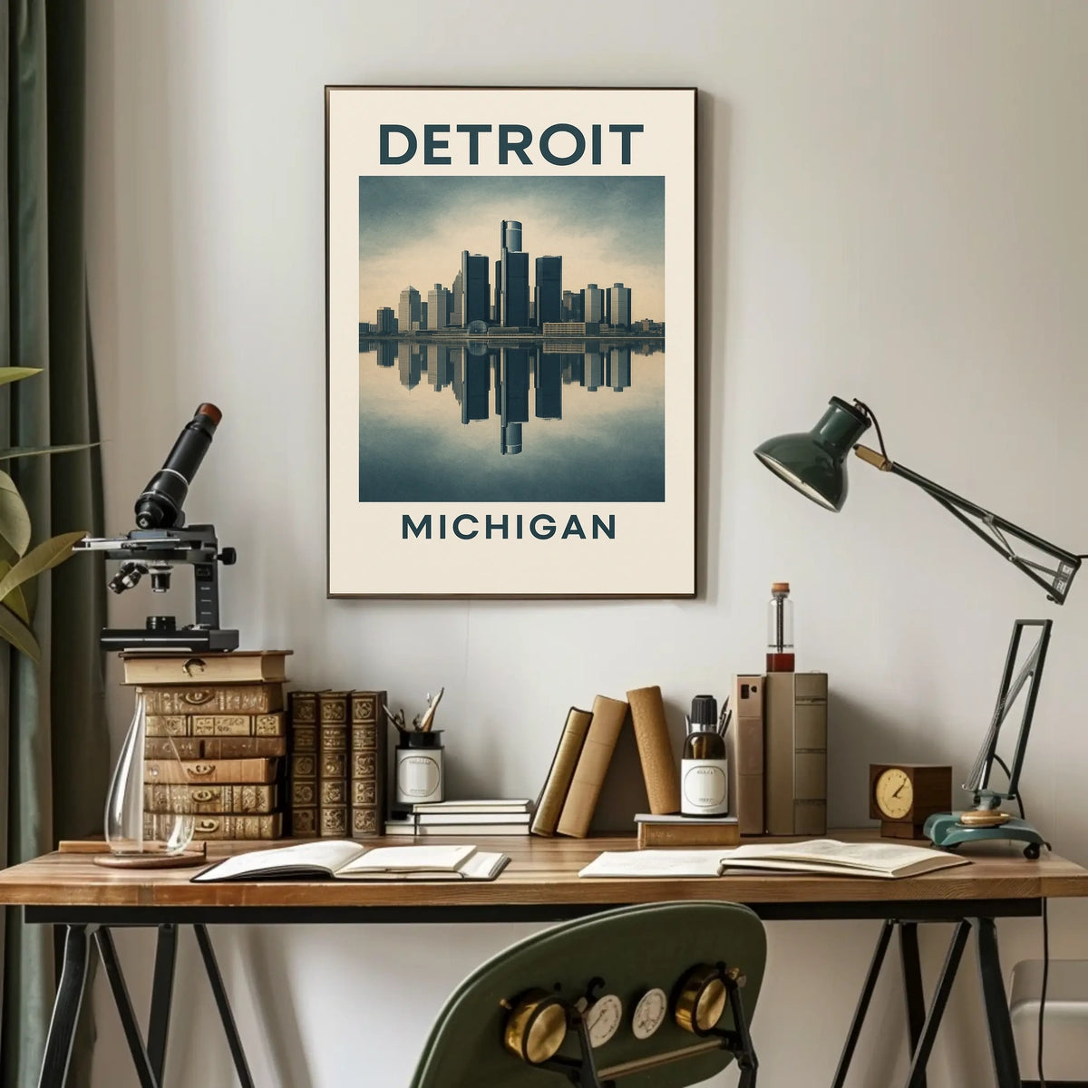 Detroit Skyline Reflection Poster