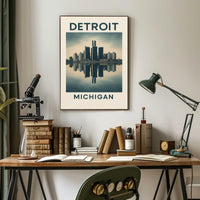 Detroit Skyline Reflection Poster