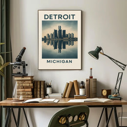 Detroit Skyline Reflection Poster