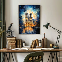 Notre-Dame Cathedral Impressionistic Art Poster - Cultural or Heritage Poster