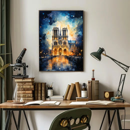 Notre-Dame Cathedral Impressionistic Art Poster - Cultural or Heritage Poster