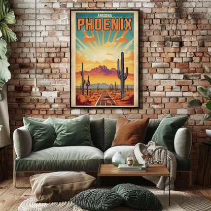 Phoenix Arizona Vintage Travel Poster Artwork