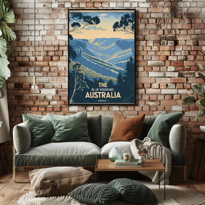 Blue Mountains Australia Vintage Travel Poster - Hills & Valleys