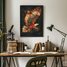 Majestic Cosmic Eagle in Flight Art Poster