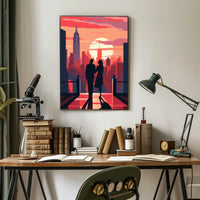 Sunset Silhouettes In The City Poster