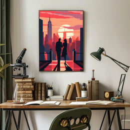 Sunset Silhouettes In The City Poster