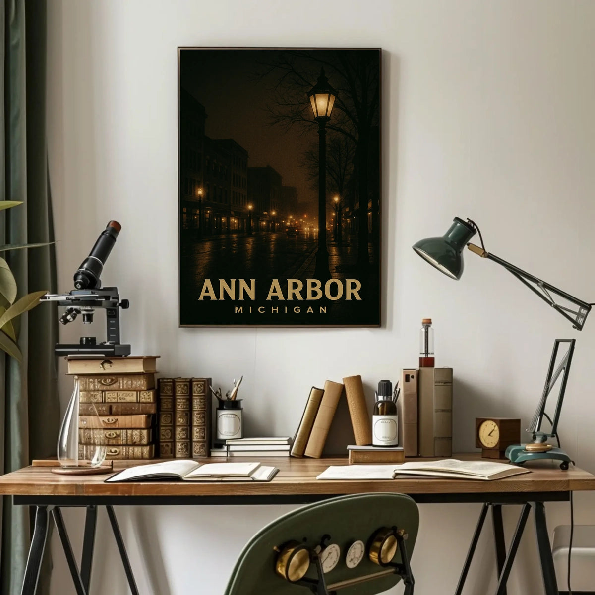 Ann Arbor Night Cityscape Photography Collectors Poster