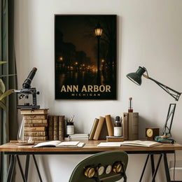 Ann Arbor Night Cityscape Photography Collectors Poster