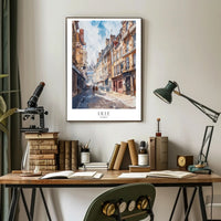 Lille Street Scene in Watercolor Urban or Cityscape Poster PosterGoat