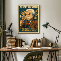 Einstein Portrait Vintage Nobel Science Poster