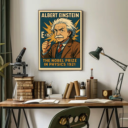 Einstein Portrait Vintage Nobel Science Poster