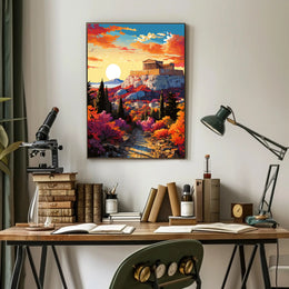 Sunset Over The Acropolis Poster