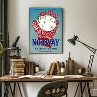 Vintage Norway Travel Poster with Nordic Skiing Adventure PosterGoat