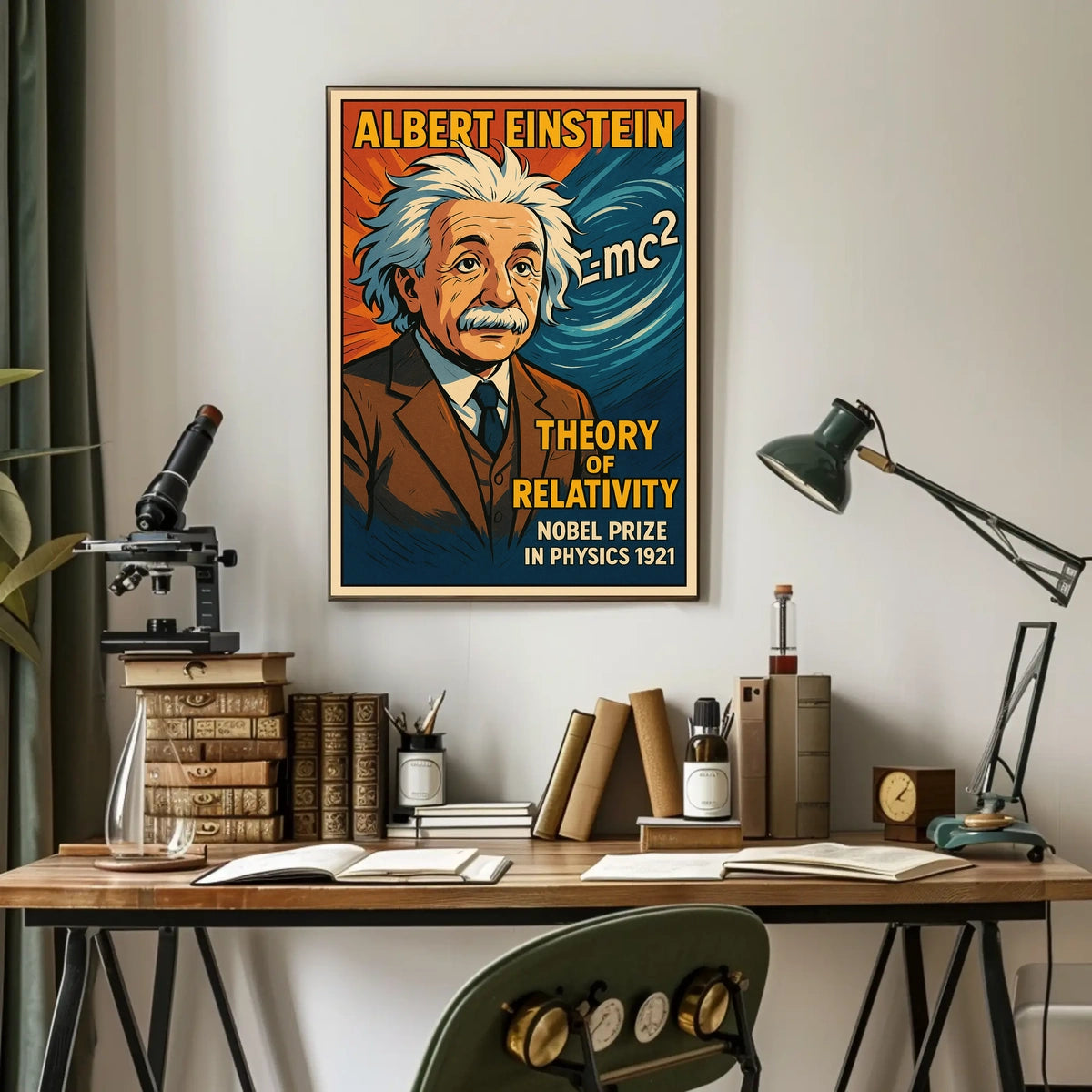 Curious Minds Einstein Relativity Vintage Science Poster