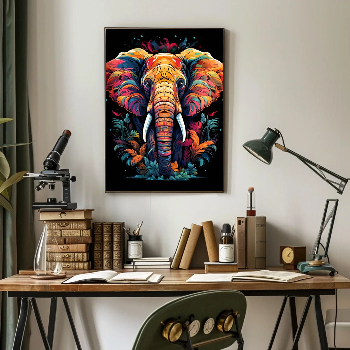 Majestic Elephant Abstract Wildlife Art Poster