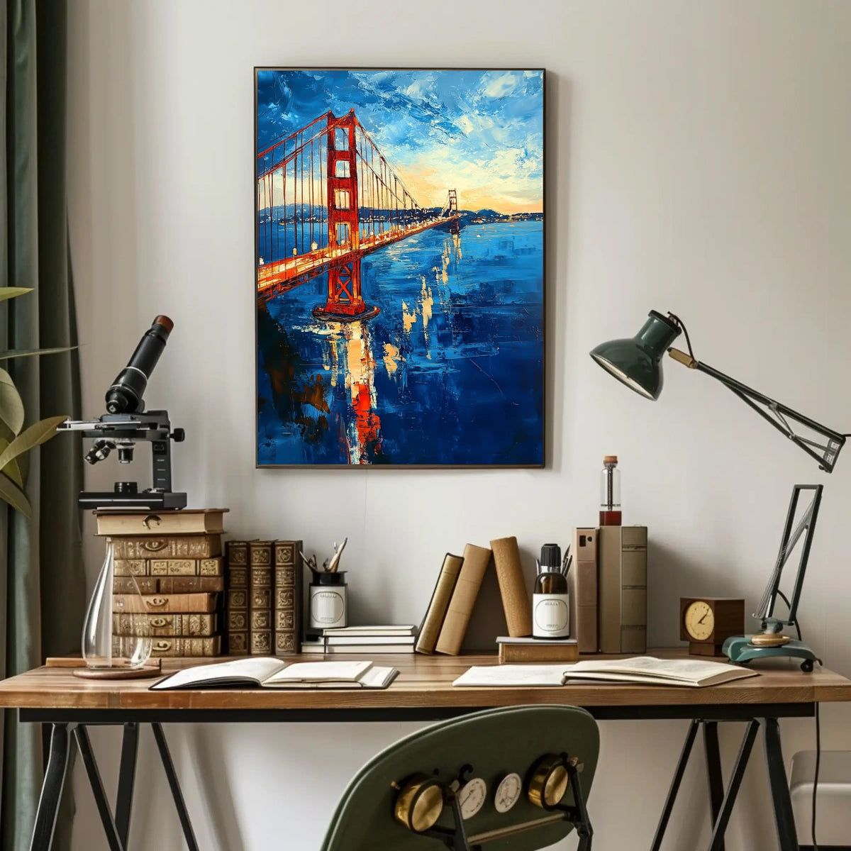Golden Gate Bridge Sunset Scenic Artwork Home Decor Poster