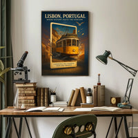 Lisbon Tram Vintage Artistic Cultural Heritage Poster