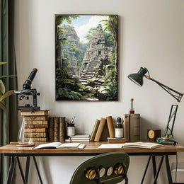 Ancient Stone Temple in Jungle Cultural or Heritage Poster
