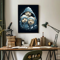 Polar Bear Cubs Winter Wonderland Art Poster
