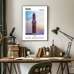 Sanaa's Historic Minaret: Cultural or Heritage Poster PosterGoat
