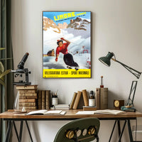 Limone Piemonte Vintage Ski Adventure Poster PosterGoat