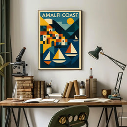 Amalfi Coast Geometric Art Poster Coastal Wall Art Print