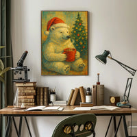 Festive Polar Bear Celebration Poster