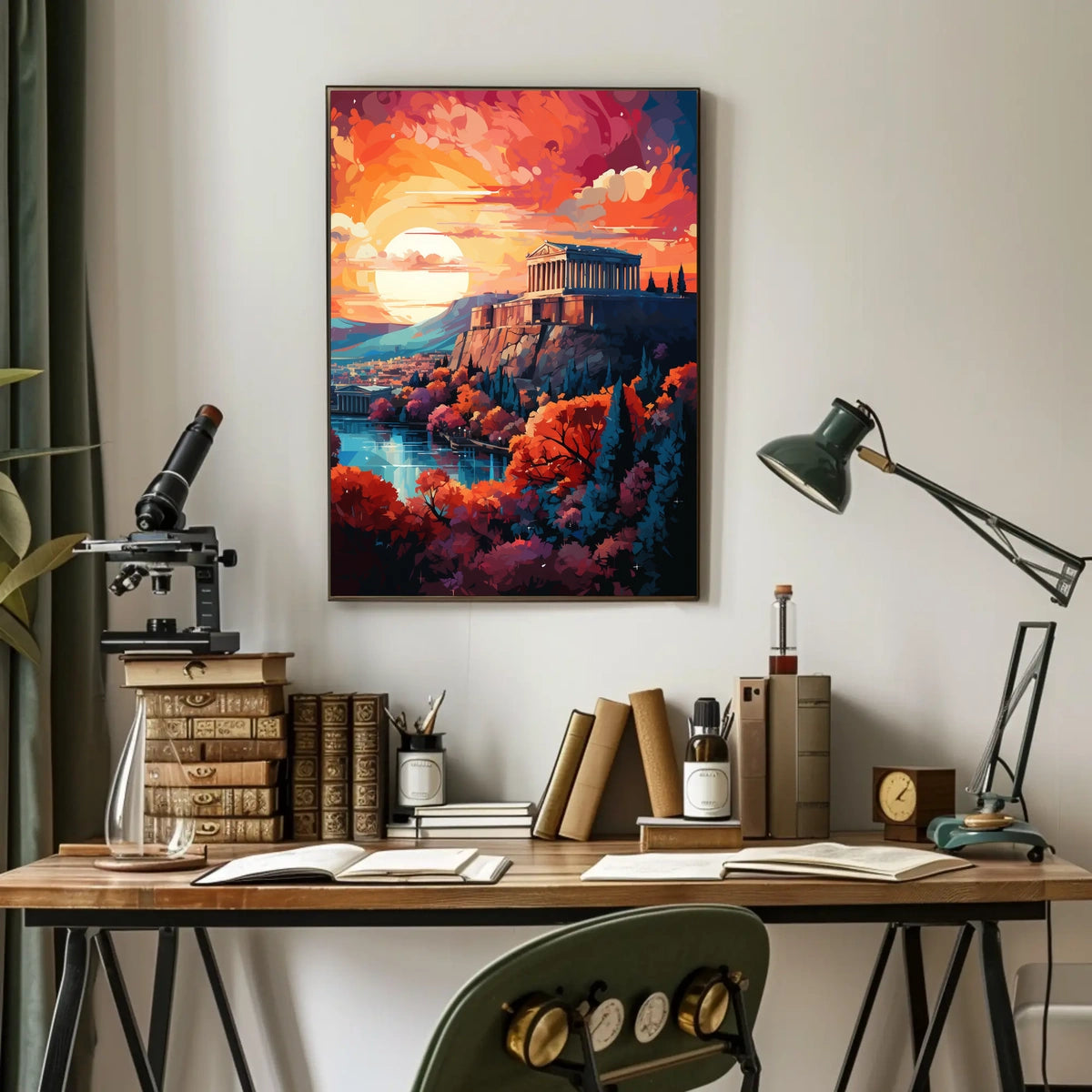 Ancient Greek Temple at Sunset Cultural Heritage Poster