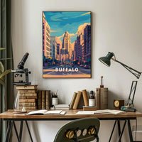 Buffalo Art Deco Urban Cityscape Poster Modern Wall Art