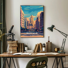 Buffalo Art Deco Urban Cityscape Poster Modern Wall Art