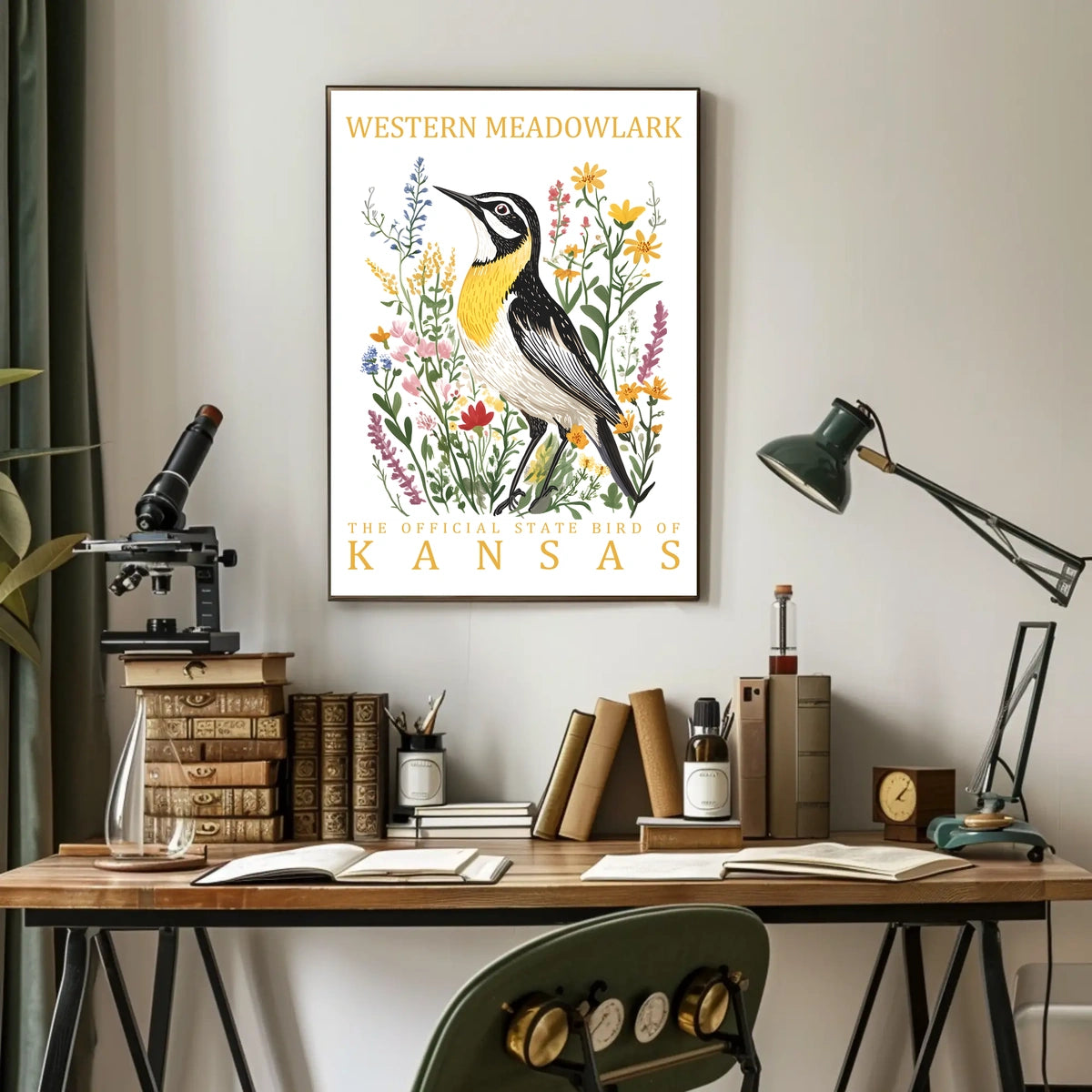 Western Meadowlark Kansas State Bird Art Poster