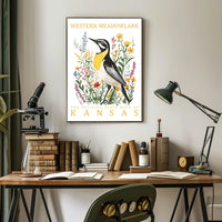 Western Meadowlark Kansas State Bird Art Poster