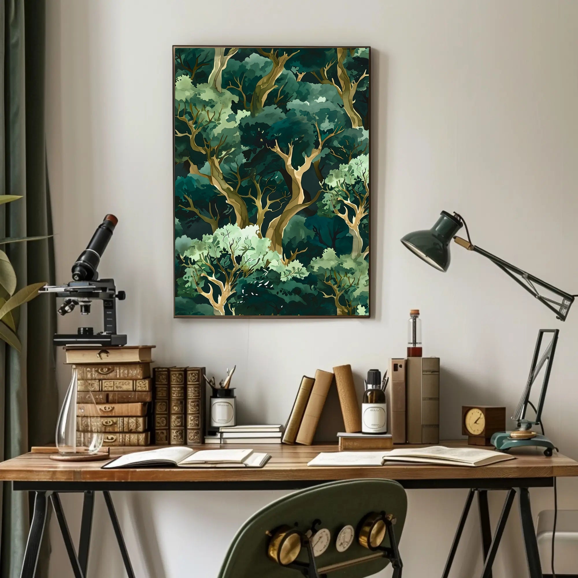 Lush Green Forest Abstract Artistic Poster