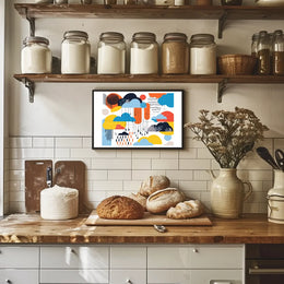 The poster features an abstract design with a modern artistic style. The core Travel Poster
