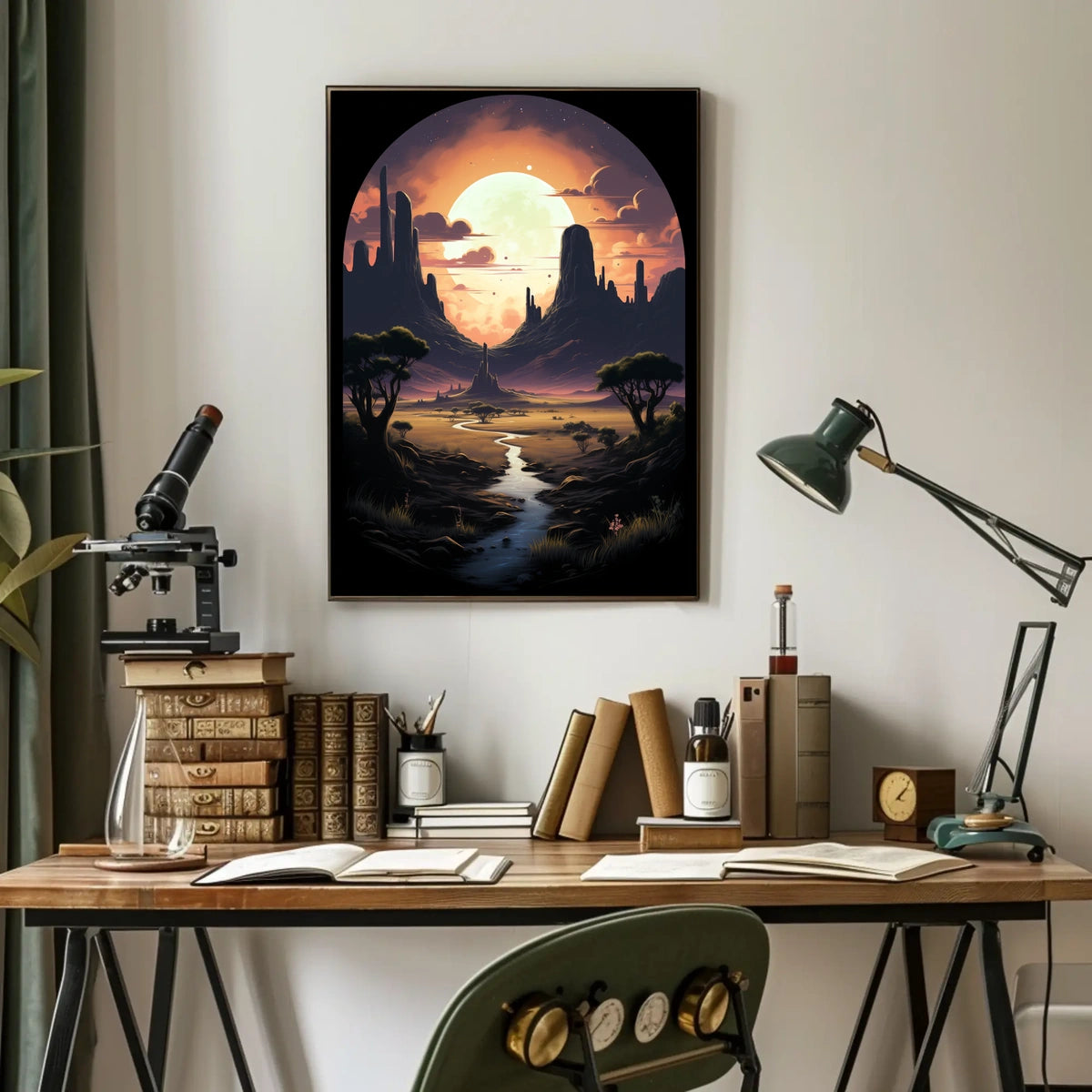 Moonlit Desert Landscape Poster