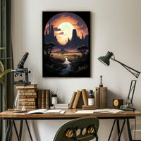 Moonlit Desert Landscape Poster
