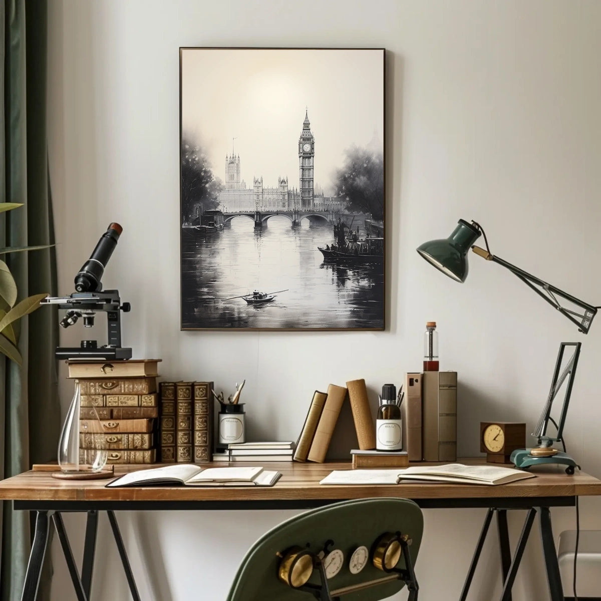 Big Ben and Thames London Travel Poster