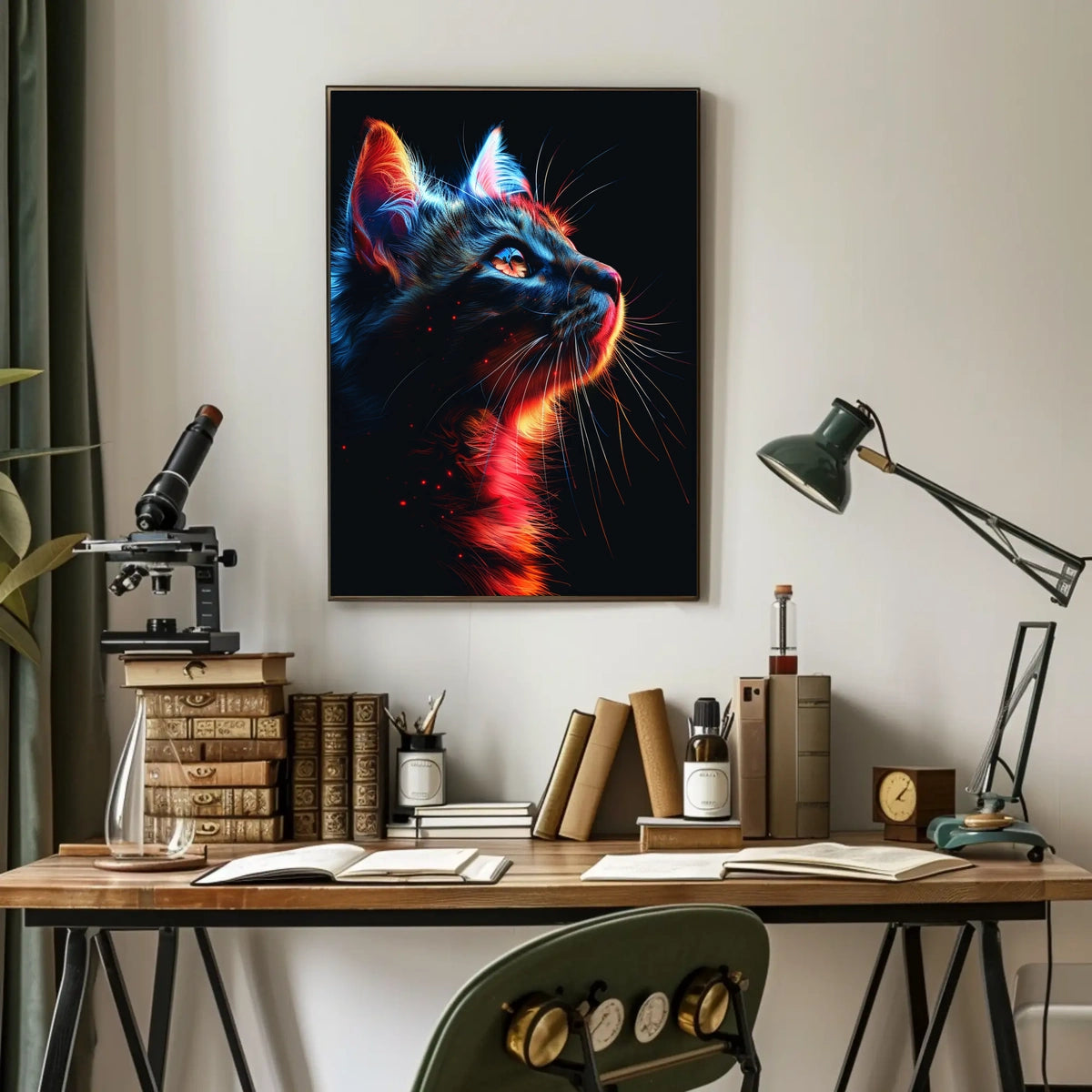 Neon Cat Portrait Poster