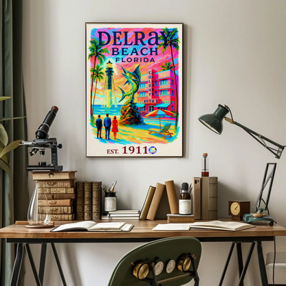 Delray Beach Florida Colony Hotel Lighthouse Travel Poster
