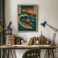 Surfing Adventure at Sunset Poster