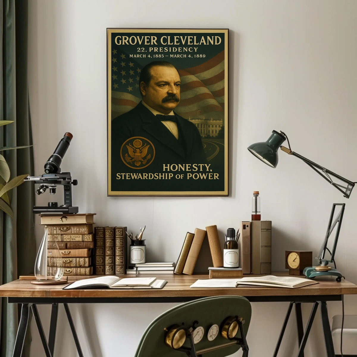 President Grover Cleveland Vintage Wall Art Poster Historical or Presidential Poster