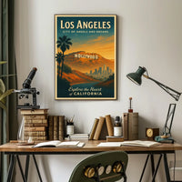Los Angeles Vintage Hollywood Sign Poster Art