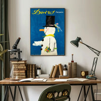Whimsical Snowman Switzerland Travel Poster PosterGoat